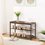 HOOBRO Shoe Rack, 3-Tier Shoe Bench with 2 Mesh Shelves, Shoe Storage Bench with Seat, for Entryway, Hallway, Living Room, Small Space, Easy Assembly, Rustic Brown EBF75HX01 - Image 4