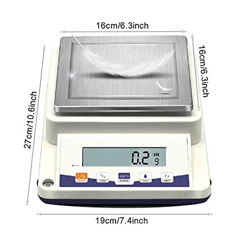 Bilancia analitica di precisione con contapezzi, Portata 0,1 Grammi, Elettronica, per Gioielli, Cucina, con Adattatore AC/DC (5100 g/0,1 g) ()