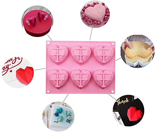 Silicone Mold For Chocolate, 3D Diamond Heart Molds For Chocolate. Food-Grade Silicone Material. Suitable For Wedding And Valentine\'s Day Various Scenes Of Candy, Chocolate, Mousse Cake Molds. 3 pack - Thumbnail 7