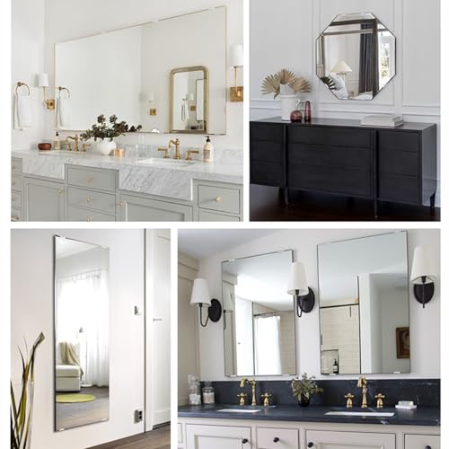 Image of 8 Pcs Frameless Glass Wall Mount Kit, Spring Loaded Mirror Clips, Black