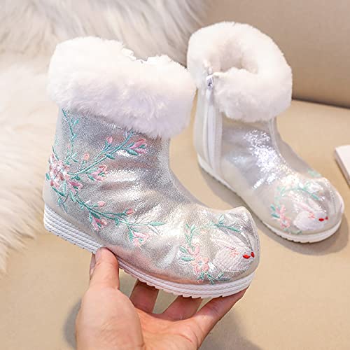 sfdgfhyf Ankle Shoes for Toddler Children Ankle Boots Warm Cotton Boots Embroidered Boots 3 to 13 Years National Cotton4