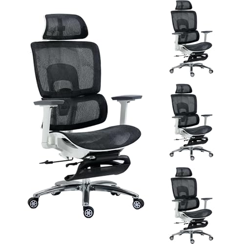 Silla de oficina ergonómica, silla de oficina, silla de escritorio para computadora, silla ergonómica para juegos, cojín de respaldo medio, soporte lumbar con malla cómoda, giratoria ajustable, para e