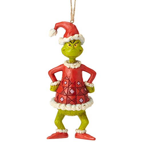 Enesco Dr. Seuss The Grinch by Jim Shore Dressed as Santa Hanging Ornament, 5.04″, Multicolor,6002074