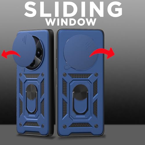 Image of Pikkme D10 Tough Armor Back Cover | 360 Protection Case | Sliding Camera Shield Cover & Ring Holder Stand Bumper Case for Redmi A4 5G / Redmi 14C 5G / Poco C75 5G (Blue)