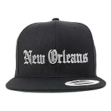 Trendy Apparel Shop New Orleans Old English Embroidered Flatbill Snapback - Black