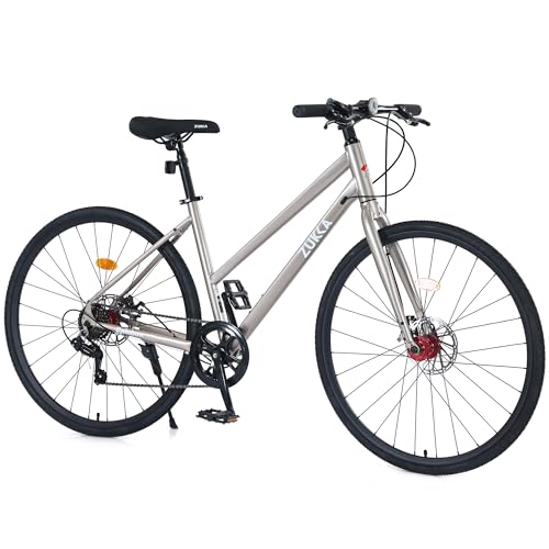Balinge WJBL29CHAM 7 Speed Road Bike Hybrid Bike For Men And Women, 700C Wheels Racing Bicycle, Commuter Bicycle,City Bicycles,Double Disc Brakes,Commuting Cycle,Champagne cover