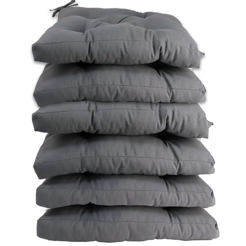 various Pack 6 Cojines para Silla，Cojin de Asiento Decorativo Funda de Poliéster y Relleno de Fibra Hueca 50x50x5cm,Ideal para Comedor, Terraza, Salón y Restaurante,Color Gris