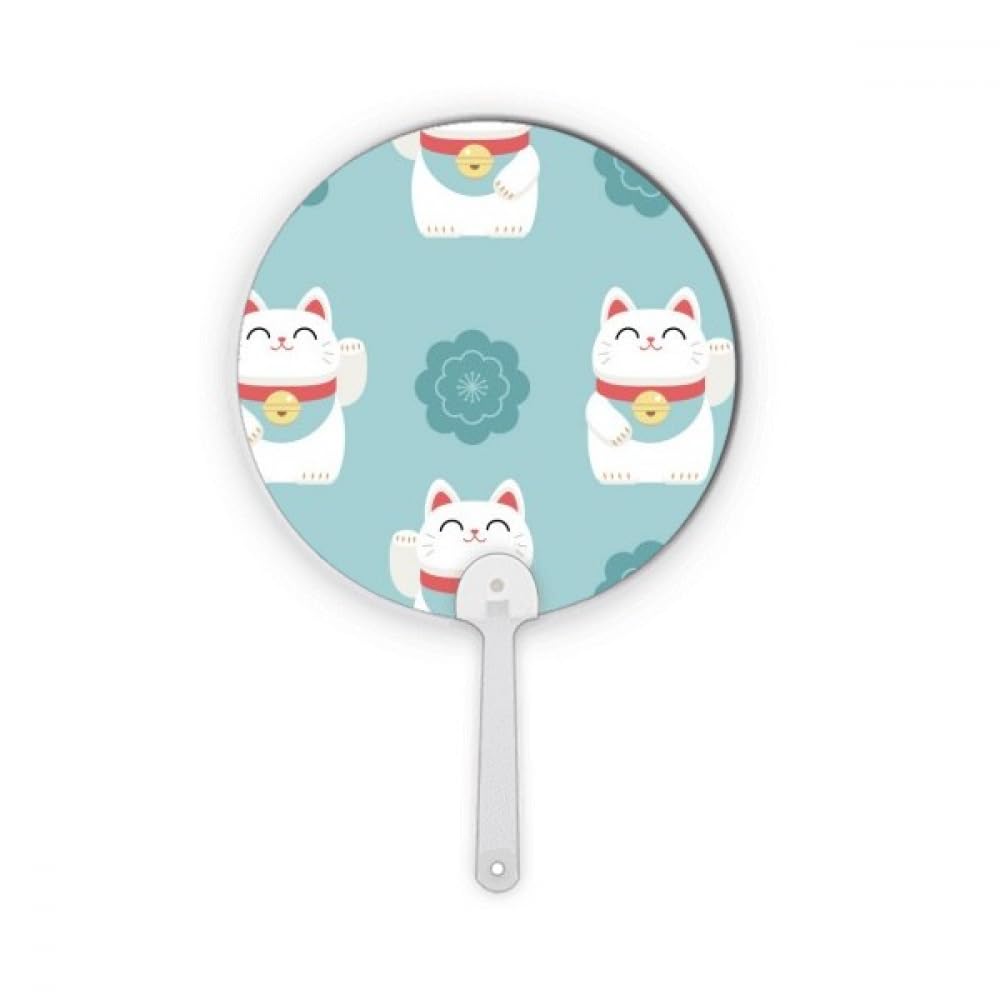 Éventail japonais Lucky Cats avec finition artisanale en plastique rigide