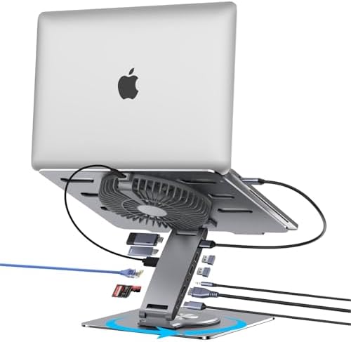 Laptop Docking Station Stand with Fan Aluminum Laptop Riser with ...