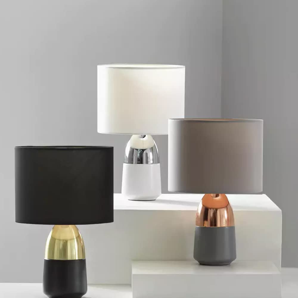 Tok Mark Traders Grey & Copper Duno Touch Table Lamp Contemporary Bedside Lamp Desk Lamp Home Decoration Office Lamp Shade (Grey & Copper)