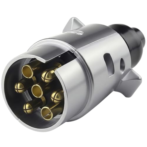 Prise Remorque 7 Broches, 12V Étanche Connecteur Remorque en Métal 7 Broche, Adaptateur Prise Remorque, pour Caravane Voiture RV Remorque Connecteur,...