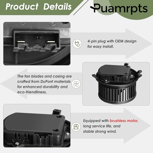 Image of AC Heater Blower Motor with Resistor - Compatible with Cadillac XTS 2013-2019, Chevy Impala 2014-2020 - Motor Fan# 700346, Brushless
