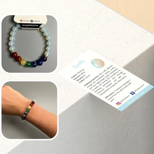 VIE Crystal Bracelet, 7 Chakra Beads, Opalite, Natural - Image 4