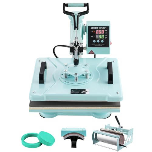 VEVOR 5 en 1 Máquina de Prensado por Calor con Prensa de Vaso de 887ml, 300 x 380 mm, Prensa Térmico con Giro de 360° con Control Digital Preciso para Camisetas, Tazas, Sombreros y Platos, Verde VEVOR 5 en 1 Máquina de Prensado por Calor con Prensa de Vaso de 887ml, 300 x 380 mm, Prensa Térmico con Giro de 360° con Control Digital Preciso para Camisetas, Tazas, Sombreros y Platos, Verde