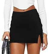 DooMoni Womens Mini Skirt Short Skorts Mid Waist Side Split Bodycon Pencil y2k Sexy Skirts Shorts