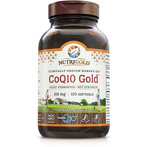 Nutrigold Coq10 100mg Softgels, 120Count, 1 Clinically-Proven Kanekaq10 Ubiquinone, High Absorption, Free of Soy, Made in USA