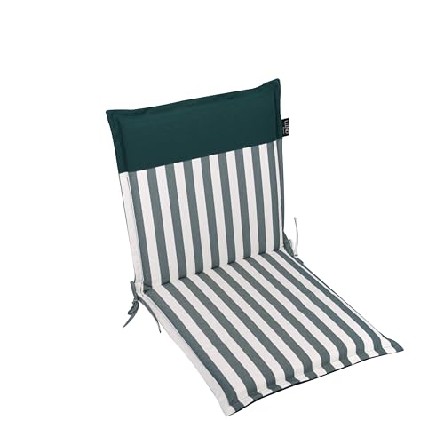 LILENO HOME Coussins pour chaise de jardin en [lot de 1 - dossier bas] à rayures Vert foncé - Uni Vert foncé - Confortables comme coussins de siège pour...