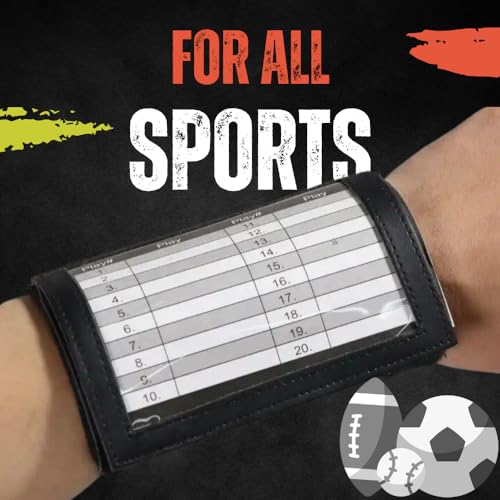 dd qb playbook wristband youth and adult size - black football quarterback play wristbands for adult and youth - wrist coach for all sports with 3 compartments