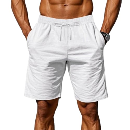 Shorts de Lino para Hombre, Cintura Elástica y Bolsillos miniatura 1