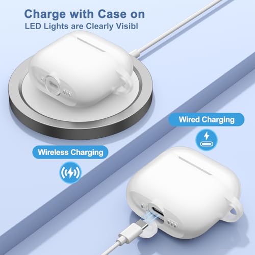 Image of Tobfit Case for AirPods 4 Case Cover 2024 with Lanyard & Keychain, Soft Silicone Protective Case for Apple AirPods 4th Generation, Full Protection, Support Wireless Charging - Transparent