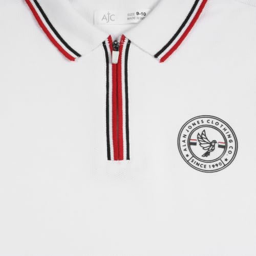 Image of Alan Jones Clothing Boys Cotton Polo T-Shirt | Honeycomb Knit Fabric |Regular Fit Half Sleeve Zip Polo Neck |Casual & Sports Wear | Sizes 6-16 Years
