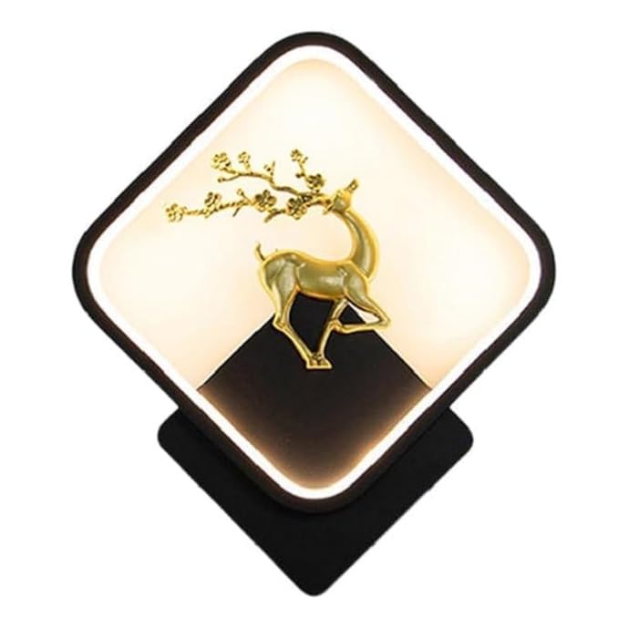 Image of Zingy mahaur Home Decore Led Fancy Wall Light,Night Lamp,Decorative Lamp,Wall Hanging Lights for Bedroom,Living Room,Color(Warm White+Natural White+Cold White).(Black Squar Deer)