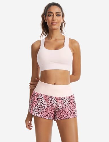 Image of THE GYM PEOPLE Womens High Waisted Running Shorts Quick Dry Athletic Workout Shorts with Mesh Liner Zipper Pockets