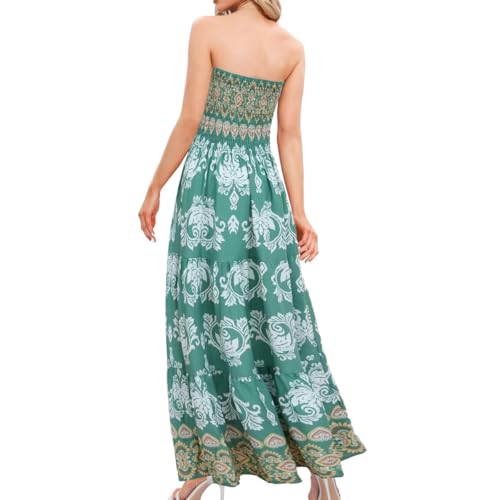 Image of Women's Summer Strapless Tube Top Maxi Dresses Off Shoulder Boho Beach Long Dress