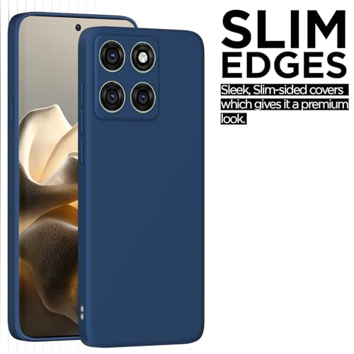 Image of Outlouders Back Cover for Motorola Moto Edge 60 Pro 5G | Camera Protection | Durable Soft Matte Silicone Bumper Case (Blue)