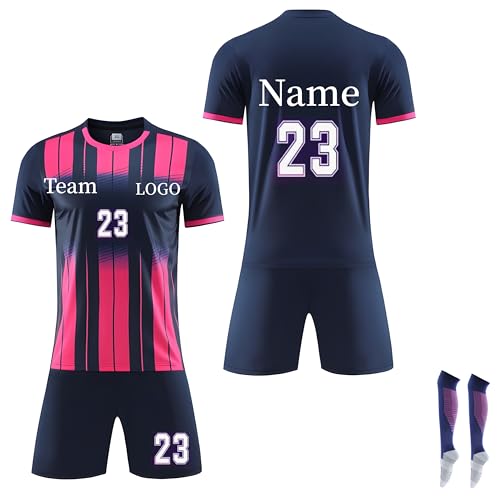 DVGEY Custom Soccer Jersey for Kids/Boys/Girls/Men/Women Personlized Soccer Shirt and Short with Name Number Team Logo (Sapphire blue)