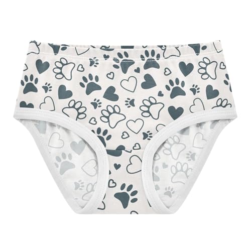 Little Girl Underwear Toddler Panties Kids Undies Dog Paw Loving Heart Soft Cotton Briefs 2T-8Y