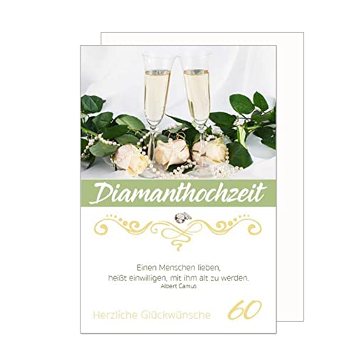 Edition Seidel Biglietto Auguri Nozze Diamante - Con Busta, Formato 11,5x17 Cm, Scritta Tedesca HD133 SW023