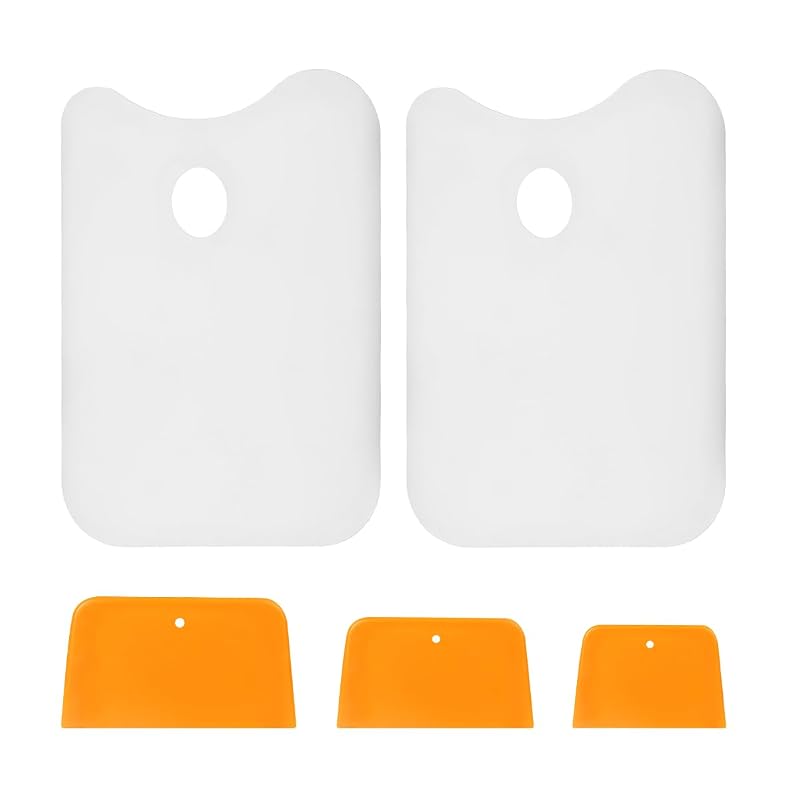 Kit NYTKL com 2 placas para mistura de massa de funilaria e 3 espátulas plásticas, 5 peças