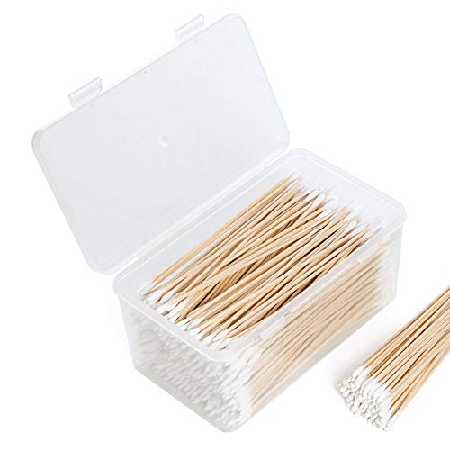 FIREGEAR Cotton Swabs 500 Pieces with Wooden Handles Cotton Tip for Gun Cleaning Jewelry Ceramics Electronics in Storage Case
