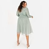 Maya Deluxe Sukienka damska Maya Faux Warp przód Upiększona Midi Sukienka dla druhny, Zielona Lily, 54