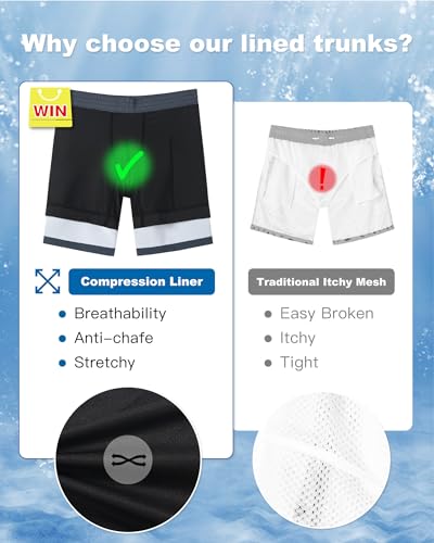 Image of SURF CUZ Mens Swim Trunks with Compression Liner Swim Shorts 7 inch Swimming Trunks Stretch 7 Inch Swim Suits Quick Dry