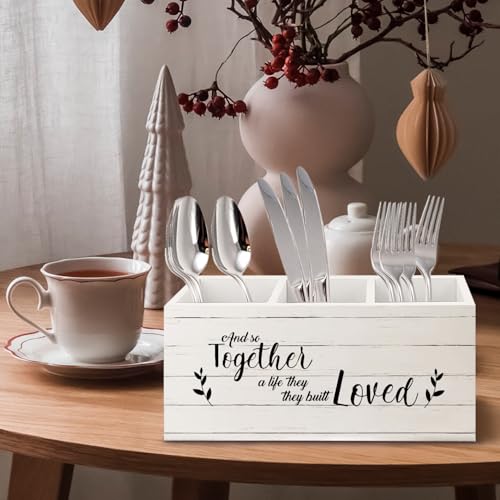 Image of and So Together They Built a Life They Loved Makeup Brush Toothbrush Holder Organizer, Anniversary Wedding Couples Gifts Wooden Pen Pencil Holder for Home Office Desk Accessories