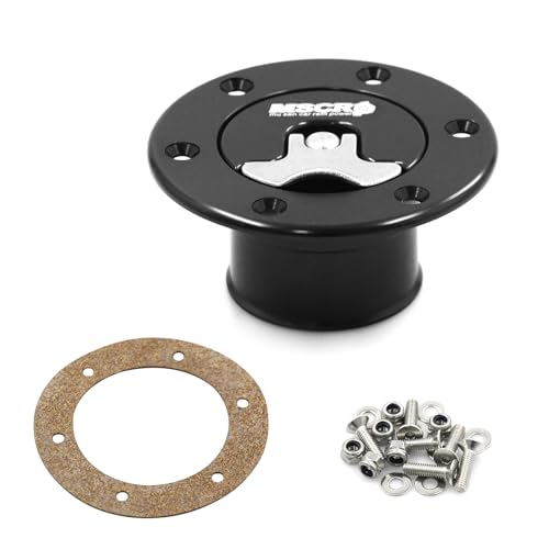 Billet Aluminum 35.5mm Fuel Cell Gas Cap Fuel Surge Tank Cap with 6 Hole Non-vented (Black)