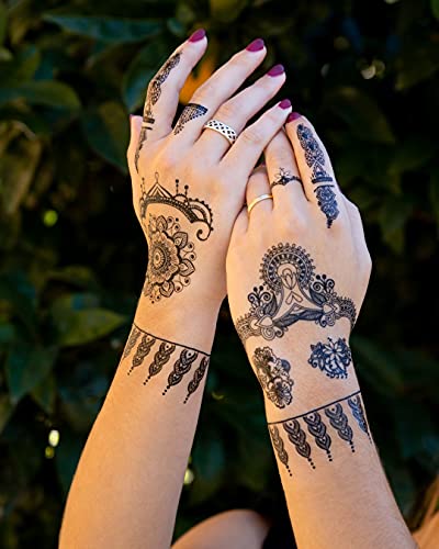 Amina Black Mehendi Cone Temporary Tattoos Women All Seasonal Festival Natural Henna Paste Cone No PPD No Chemical (Pack of 12 Pieces)