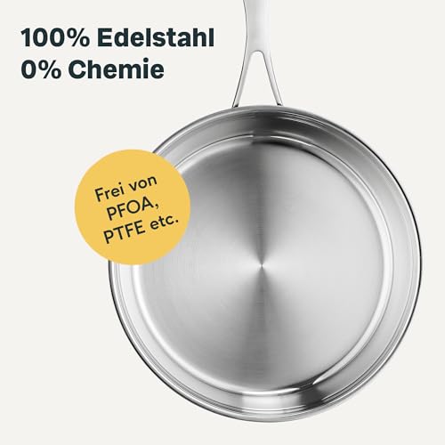 SILBERTHAL SILBERTHAL Edelstahl Pfanne Unbeschichtet - Induktion - Profi Bratpfanne 28cm - Röstaromen - Ofenfest - Designansicht 6 | Pfannen