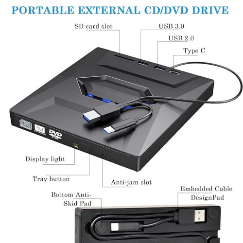 Lecteur externe CD DVD USB 3.0 graveur compatible Windows Linux Mac - 3