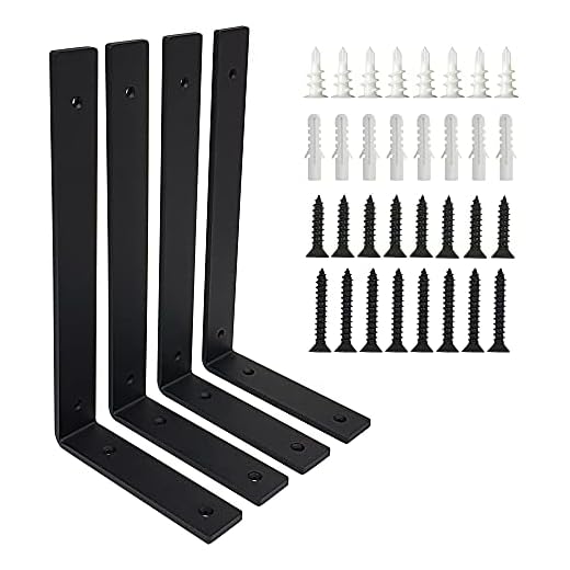 1/4" Thick Heavy Duty Shelf Brackets, 12.25"X6.25", 4 Pack, Max. 110lb, 0.25"Thk Metal Rustic Farmhouse Cottage Wooden Floating Shelves Bracket, Industrial Wall Corner Mount, w/Screws and Wall Anchors