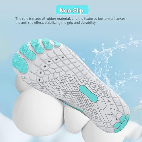 Image of Beach Water Shoes for Women Men Quick Dry Non-Slip Wide Toe Hike Barefoot Footwear for Beach Pool Aqua Swim Surf Walk
