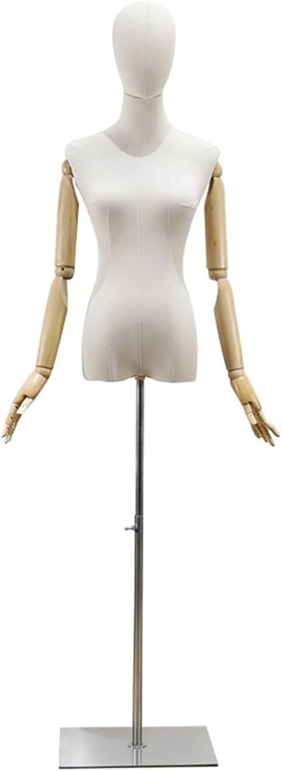 ITOSUI Silver Female Mannequin Torso with Head & Arms - Size S Dress Form Dummy for Clothing Display, Fashion Retail & Tailoring Showcase, Ideal for Boutique & Window Displays
