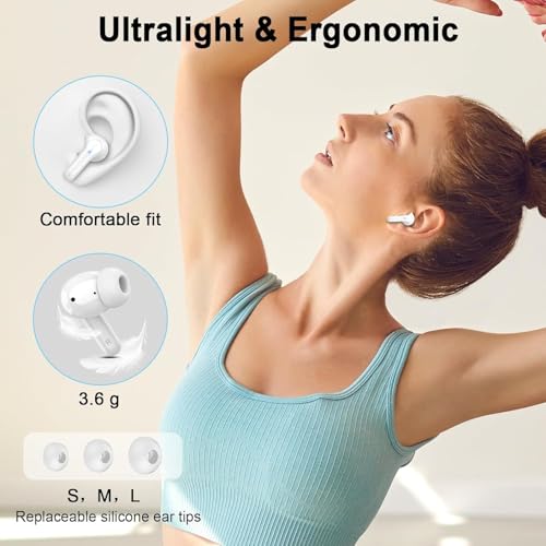 Image of Rinsmola Wireless Headphones 3D-Stereo Ear Buds, USB-C in-Ear Earphones, IP-X7 Waterproof Sport Workout Gym for Laptop Pad Android iOS