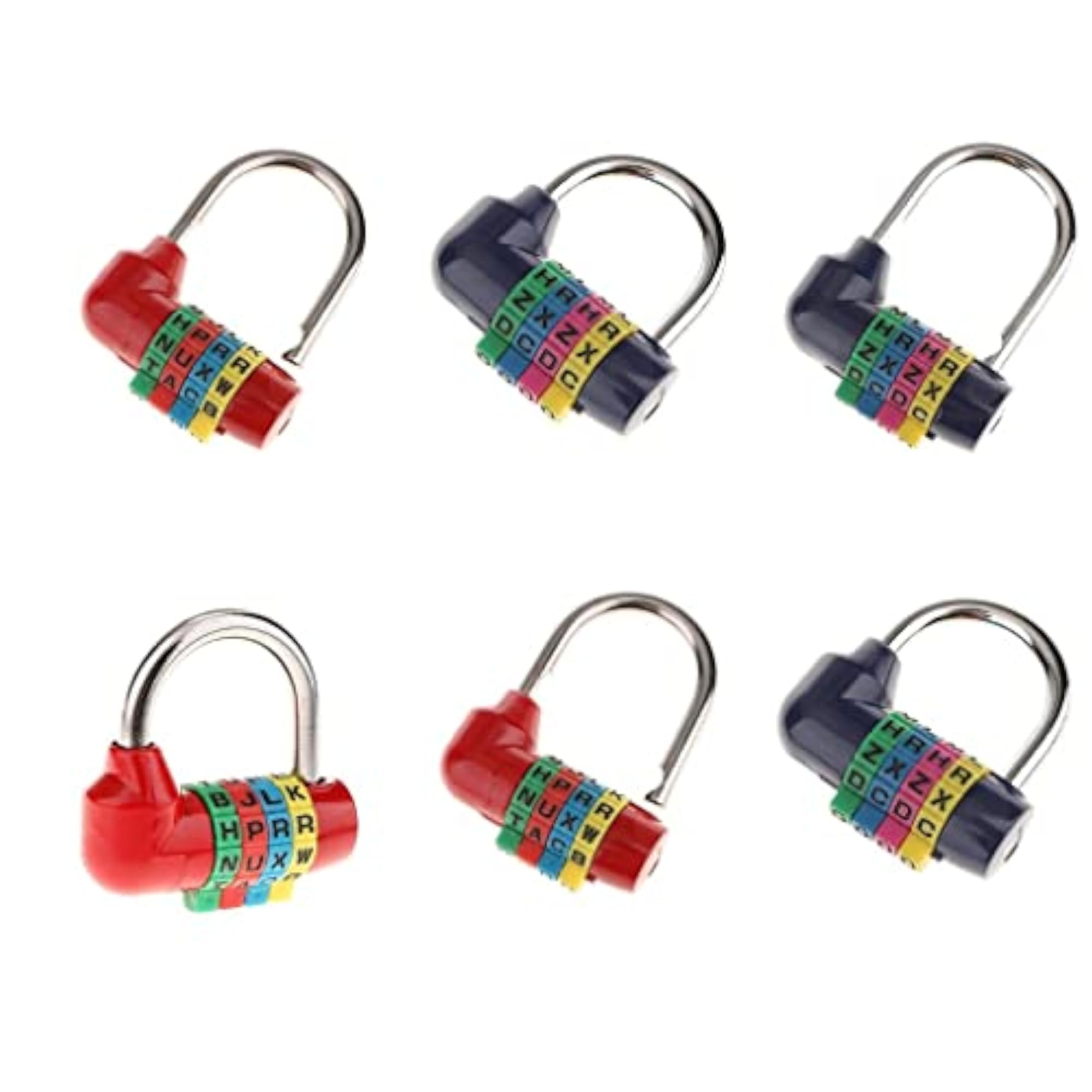 6pcs 4 Digit Dial Combination Padlock Set