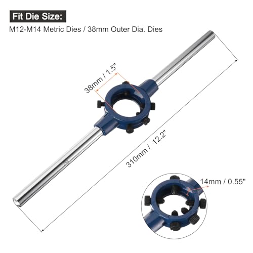 Miniatura 2 de Quarkzman Manija De Llave De Troquel Redondo Ajustable De 38 Mm 1.5 Para Reparación De Roscas De Perno Ajuste De Troqueles Métricos M12-M14 Troqueles De 38 Mm De Diámetro Exterior