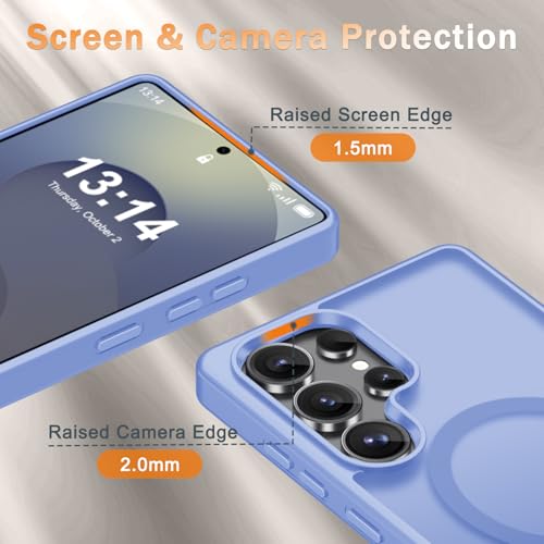 Image of for Samsung Galaxy S25 Ultra Case, Matte Magnetic Phone Cover, Purple | Fit for MagSafe, Screen Protector included, Shockproof Military Grade Protection, Translucent Frosted Back