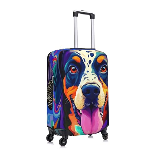 Colorful Abstract Dog Luggage Cover Elastic Washable Protector Anti-Scratch Travel Suitcase Covers With Concealed Zipper For 18-32 Inch Luggage Small3