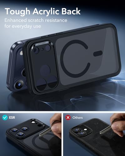 Image of ESR for iPhone 17 Pro Max Case, Camera Control Cover, Compatible with MagSafe, Shockproof Military-Grade Protection, Magnetic Phone Case for iPhone 17 Pro Max, Classic Hybrid Case, Frosted Black